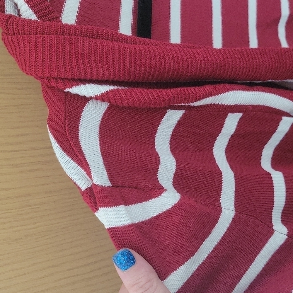 Soft Surroundings-Red Stripe Open Front Knit Card… - image 8